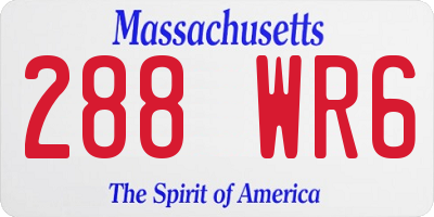 MA license plate 288WR6