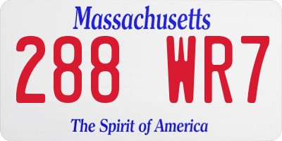 MA license plate 288WR7