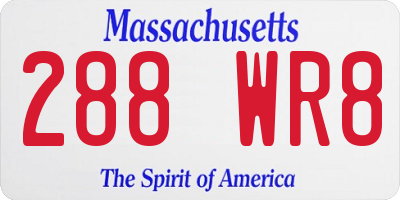 MA license plate 288WR8