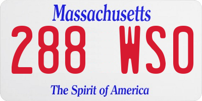 MA license plate 288WS0