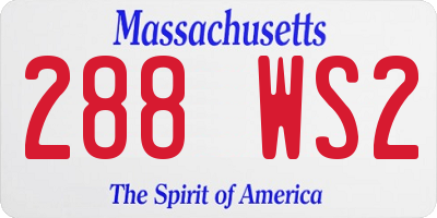 MA license plate 288WS2