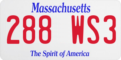 MA license plate 288WS3