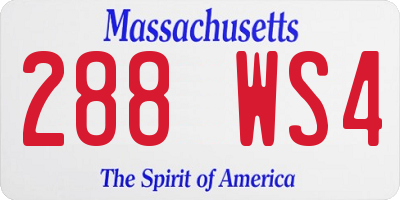 MA license plate 288WS4