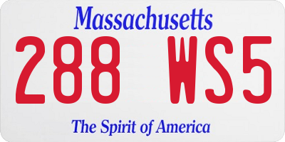 MA license plate 288WS5