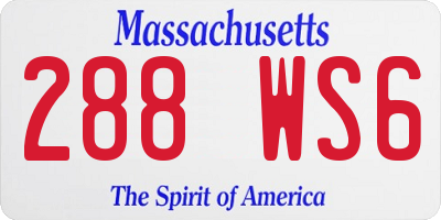 MA license plate 288WS6