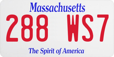 MA license plate 288WS7