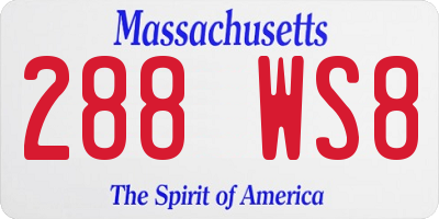 MA license plate 288WS8