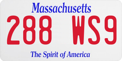 MA license plate 288WS9