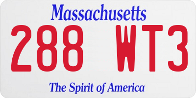 MA license plate 288WT3