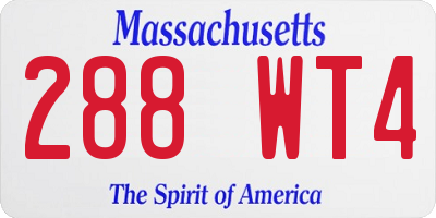 MA license plate 288WT4