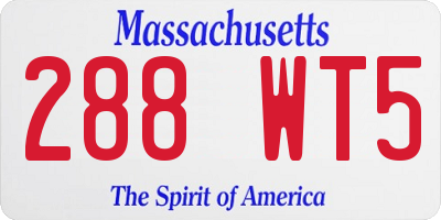 MA license plate 288WT5