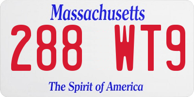 MA license plate 288WT9
