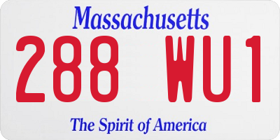 MA license plate 288WU1