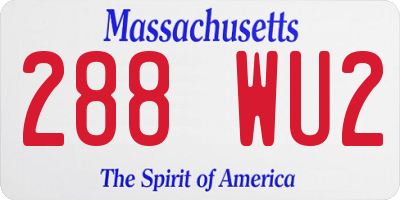 MA license plate 288WU2