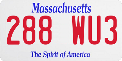 MA license plate 288WU3