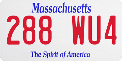 MA license plate 288WU4
