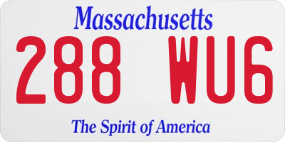 MA license plate 288WU6
