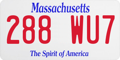 MA license plate 288WU7