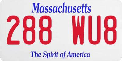 MA license plate 288WU8