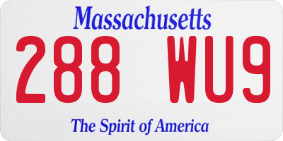 MA license plate 288WU9
