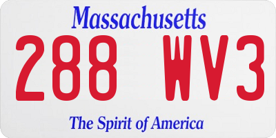MA license plate 288WV3
