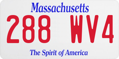 MA license plate 288WV4