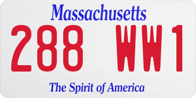MA license plate 288WW1
