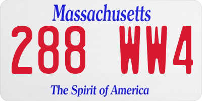 MA license plate 288WW4