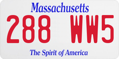MA license plate 288WW5