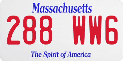 MA license plate 288WW6
