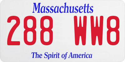 MA license plate 288WW8