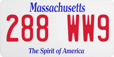 MA license plate 288WW9