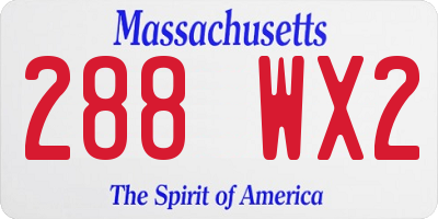 MA license plate 288WX2