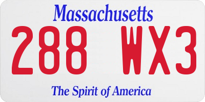 MA license plate 288WX3