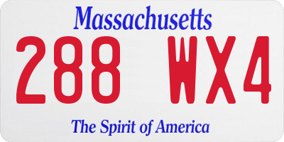 MA license plate 288WX4