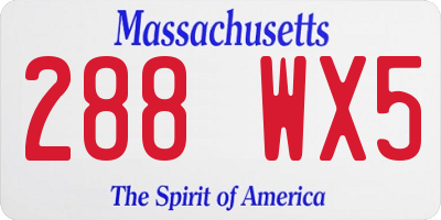 MA license plate 288WX5
