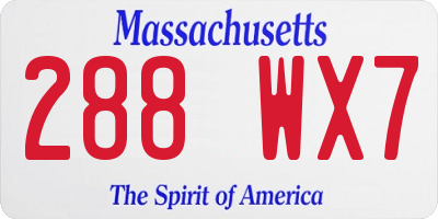 MA license plate 288WX7