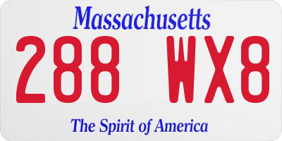 MA license plate 288WX8
