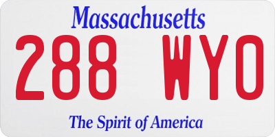 MA license plate 288WY0