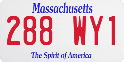 MA license plate 288WY1