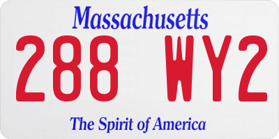 MA license plate 288WY2