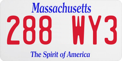 MA license plate 288WY3