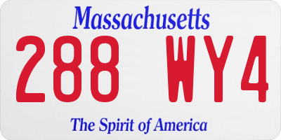 MA license plate 288WY4