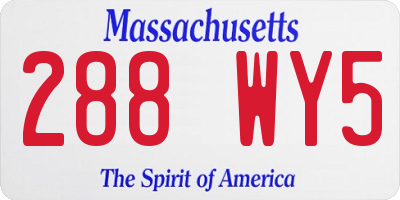 MA license plate 288WY5