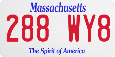 MA license plate 288WY8
