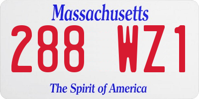 MA license plate 288WZ1
