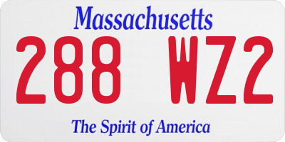 MA license plate 288WZ2