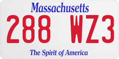 MA license plate 288WZ3