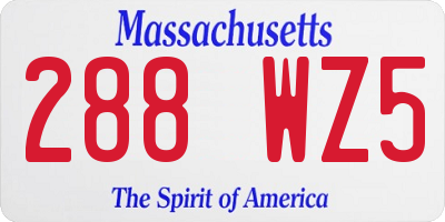 MA license plate 288WZ5