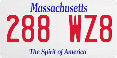 MA license plate 288WZ8